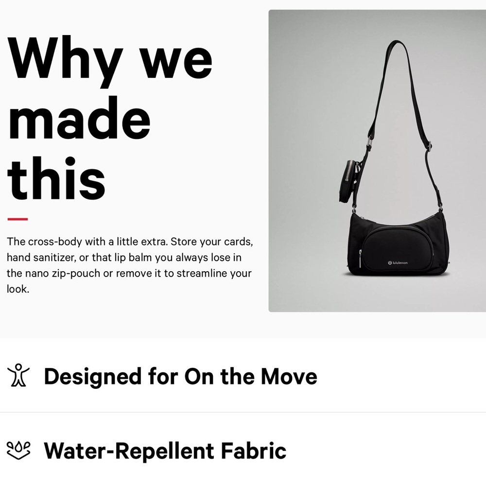New! NWT! Rare! Lululemon Crossbody with Nano Pouch 2L W/Proof of Purchase - Picture 8 of 17